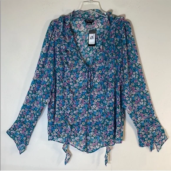 CITY CHIC Lidia Ruffle Disty Swirl Print Top. 20. NWT. - Picture 2 of 15